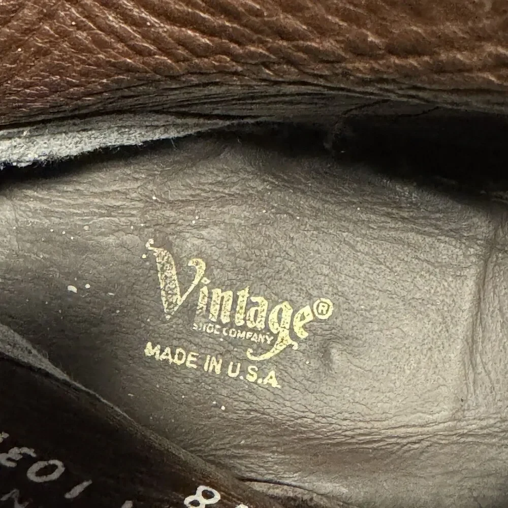 Vintage Shoe Company Brown Leather Ankle Boots‎ Mens 10M Made In USA